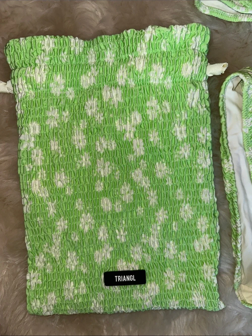 triangl swimwear Neon Lime Green Textured Bikini Set
